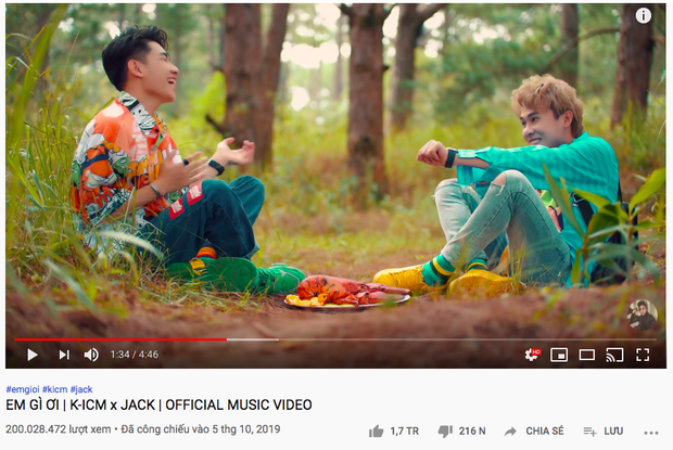 Em Gì Ơi cán mốc 200 triệu view, Jack đạt kỷ lục Vpop - trở thành nghệ sĩ Vpop đầu tiên sở hữu 4 MV có thành tích khủng này! - Ảnh 2.
