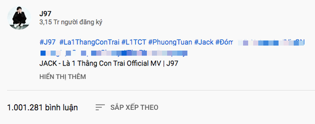 Jack tiếp tục vượt mặt Sơn Tùng M-TP, trở thành nam ca sĩ sở hữu MV 1 triệu bình luận nhanh nhất lịch sử Vpop! - Ảnh 2.