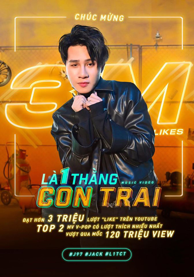 Là 1 Thằng Con Trai cán mốc 3 triệu like, Jack soán ngôi chính mình ở Top MV nhiều like nhất lịch sử Vpop nhưng vẫn thua Sơn Tùng M-TP - Ảnh 3.