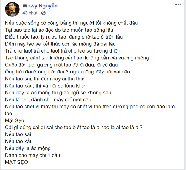 Rhymastic nói về người tốt, kẻ xấu, Wowy chia sẻ luôn status chủ đề tương tự nhưng đã kịp thả nhẹ chi tiết làm rõ - Ảnh 2.