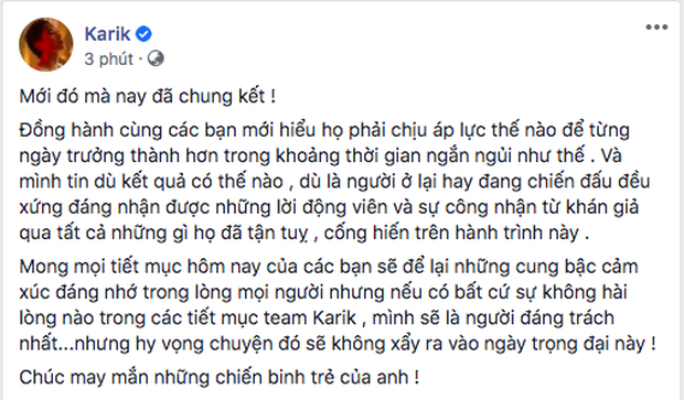 Trước thềm chung kết Rap Việt, HLV Karik trải lòng: Nếu như có bất kỳ sự không hài lòng nào, tôi là người đáng trách nhất - Ảnh 1.