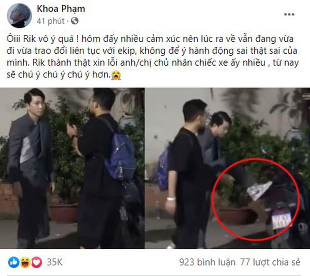 Karik chính thức gửi lời xin lỗi sau hành động gác chân lên xe người lạ chỉnh giày hậu Rap Việt - Ảnh 2.