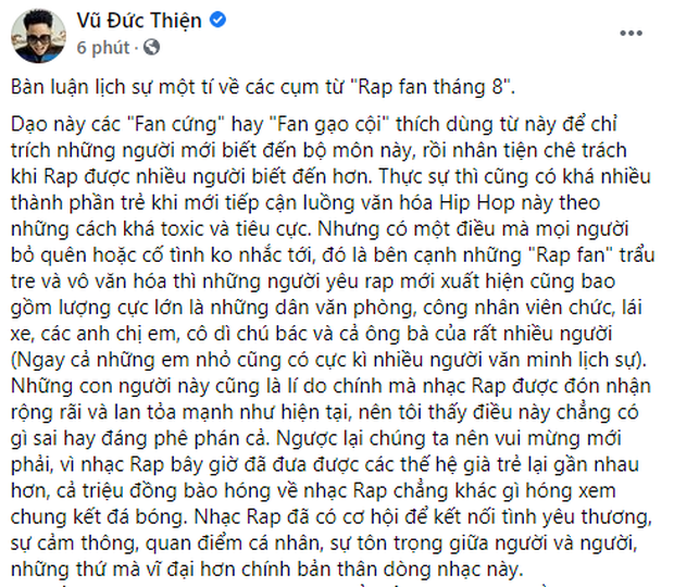 Sau trận beef với Torai9, Rhymastic viết tâm thư về Rap fan tháng 8: Cứ chửi và lên án thoải mái, Rap Việt vẫn sẽ lớn mạnh - Ảnh 2.