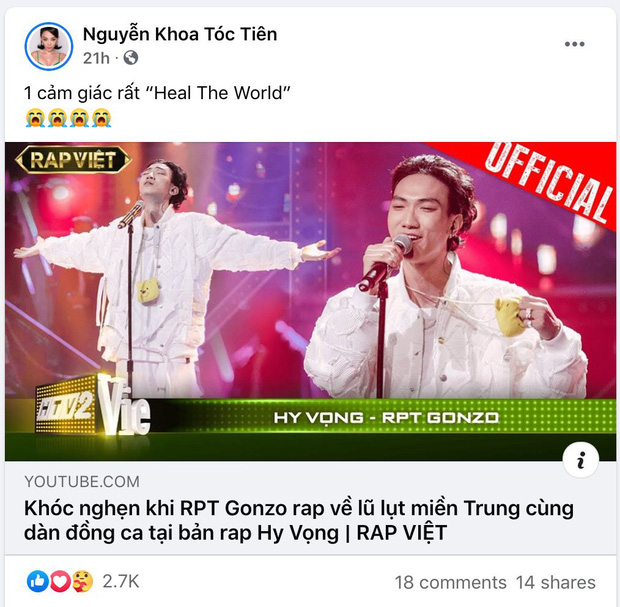 Tóc Tiên chỉ chia sẻ phần trình diễn Chung kết của 1 thí sinh Rap Việt, còn mê đắm tới mức khóc ròng - Ảnh 2.